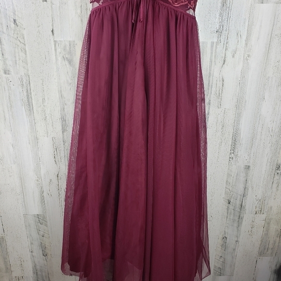 New teeze me burgundy lace flower spaghetti strap formal dress women's size 14 - Picture 12 of 16